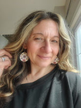 Load image into Gallery viewer, Teardrop Wood Earrings with Spring Flowers
