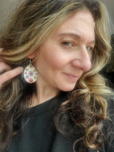 Load image into Gallery viewer, Teardrop Wood Earrings with Spring Flowers

