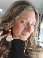 Load image into Gallery viewer, Gnome Santa Wood Christmas Earrings
