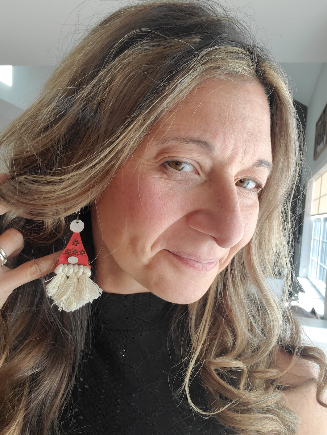 Gnome Santa Wood Christmas Earrings