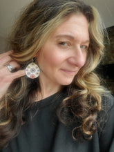 Load image into Gallery viewer, Teardrop Wood Earrings with Spring Flowers
