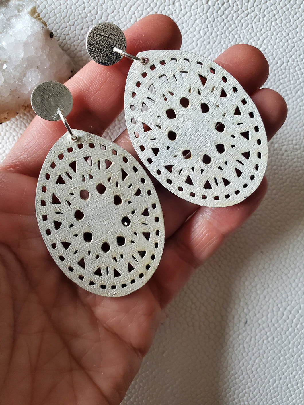 Mariana White Boho Wood Earrings