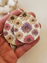Load image into Gallery viewer, Teardrop Wood Earrings with Spring Flowers
