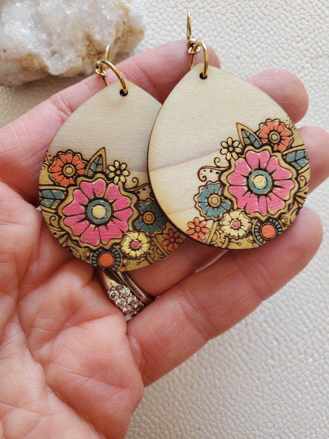 Boho Earrings with Colorful Flowers