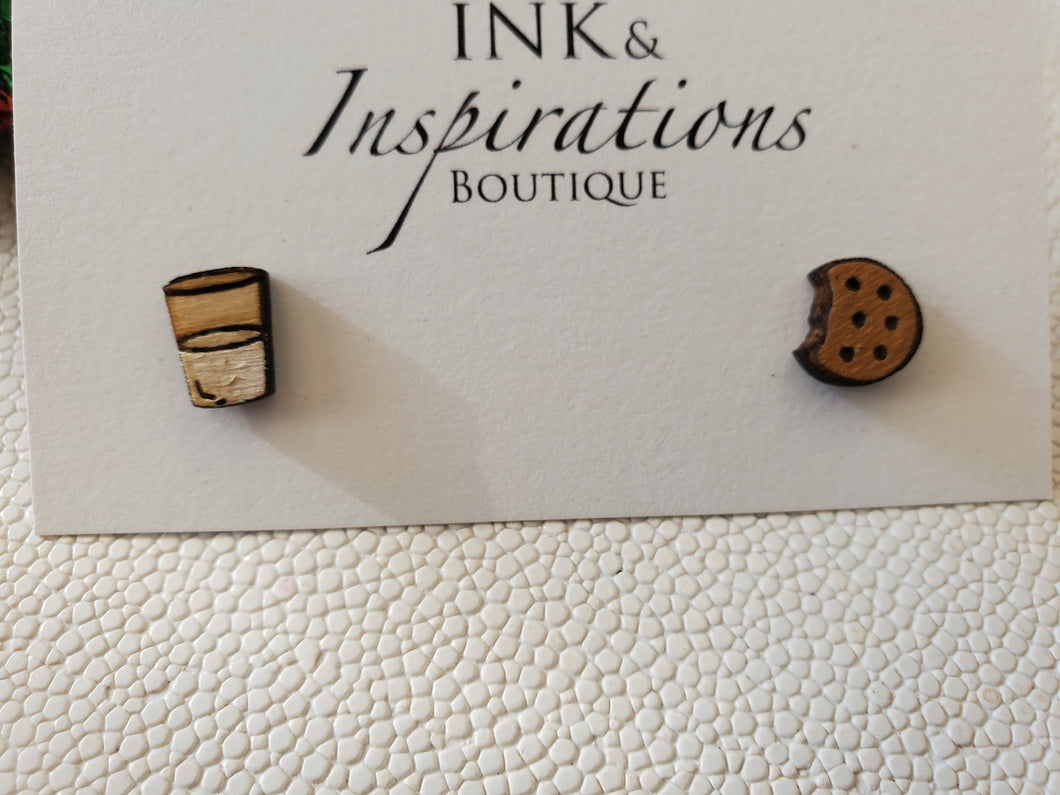 Christmas Cookies & Milk Wood Studs