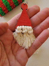 Load image into Gallery viewer, Gnome Santa Wood Christmas Earrings
