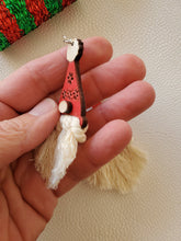 Load image into Gallery viewer, Gnome Santa Wood Christmas Earrings
