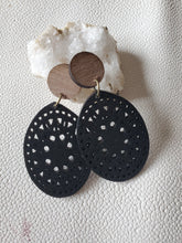 Load image into Gallery viewer, Mariana Black Boho Wood Earrings
