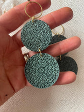 Load image into Gallery viewer, Tahiti lightweight mandala wood dangle earrings, original Etsy photo 3
