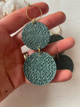 Load image into Gallery viewer, Tahiti stacked circle wooden dangles in a second blue hue, original Etsy photo 9
