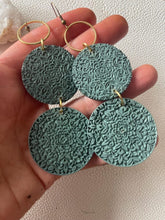 Load image into Gallery viewer, Tahiti blue wood dangle earrings, original Etsy photo 14
