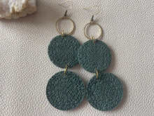 Load image into Gallery viewer, Tahiti stacked wooden dangles in blue-green, original Etsy photo 19

