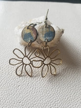 Load image into Gallery viewer, Boho Flower Wood &amp; Metal Dangles
