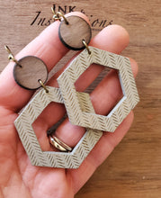 Load image into Gallery viewer, Marika Hexagon Wood Hoops
