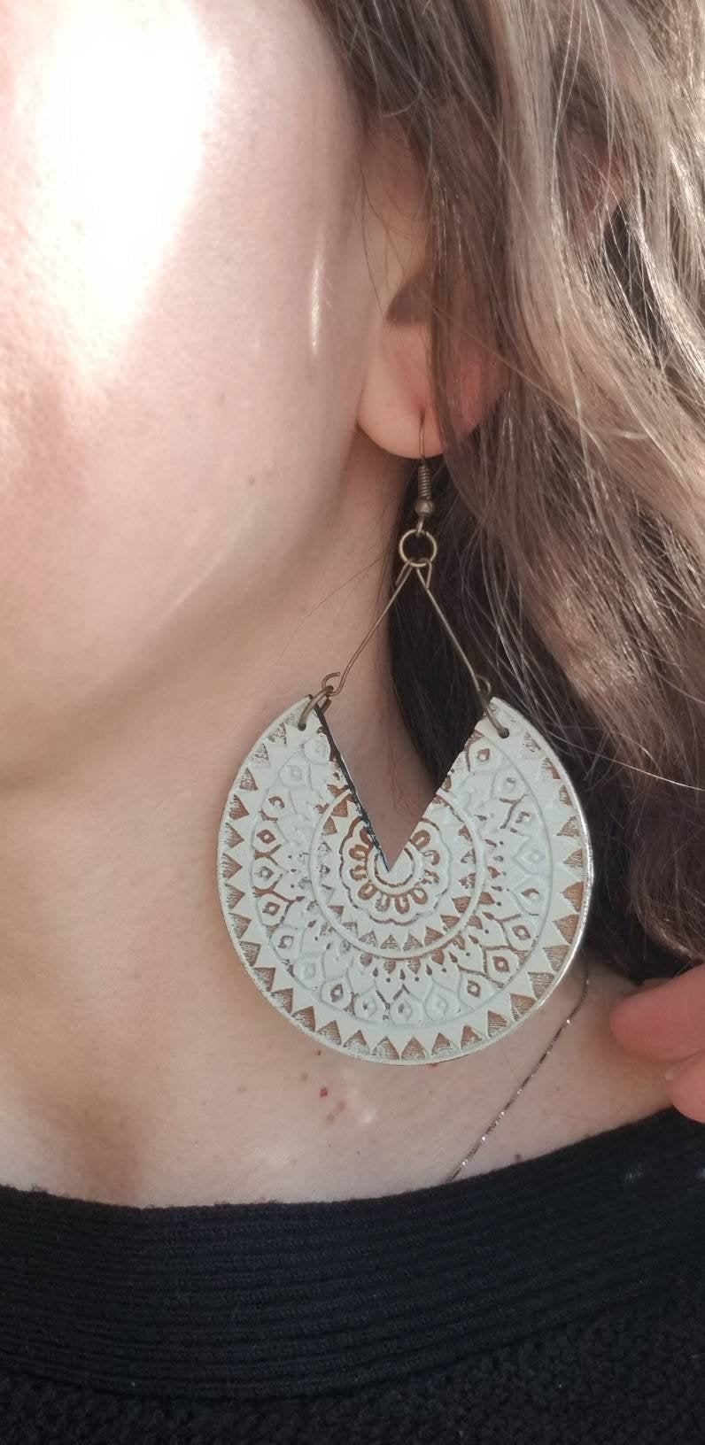 Rustic Tribal V Bohemain Wood Earrings