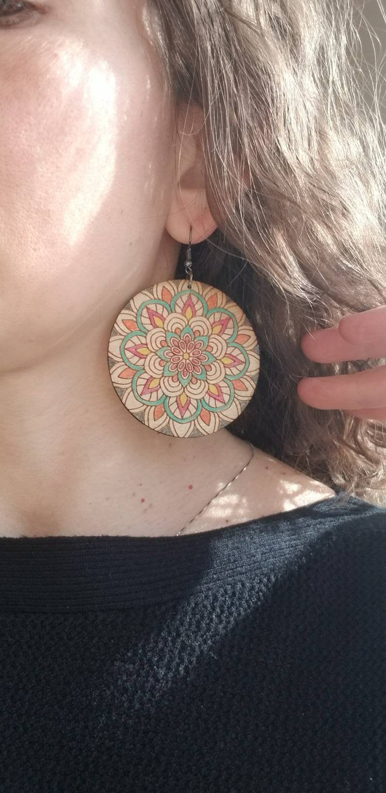 MyFav Colorful Wood Mandala Earrings