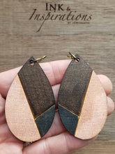 Load image into Gallery viewer, Modern Block Teardrop Wood Earrings
