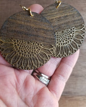 Load image into Gallery viewer, Sunrise Sunflower Golden Wood Earrings
