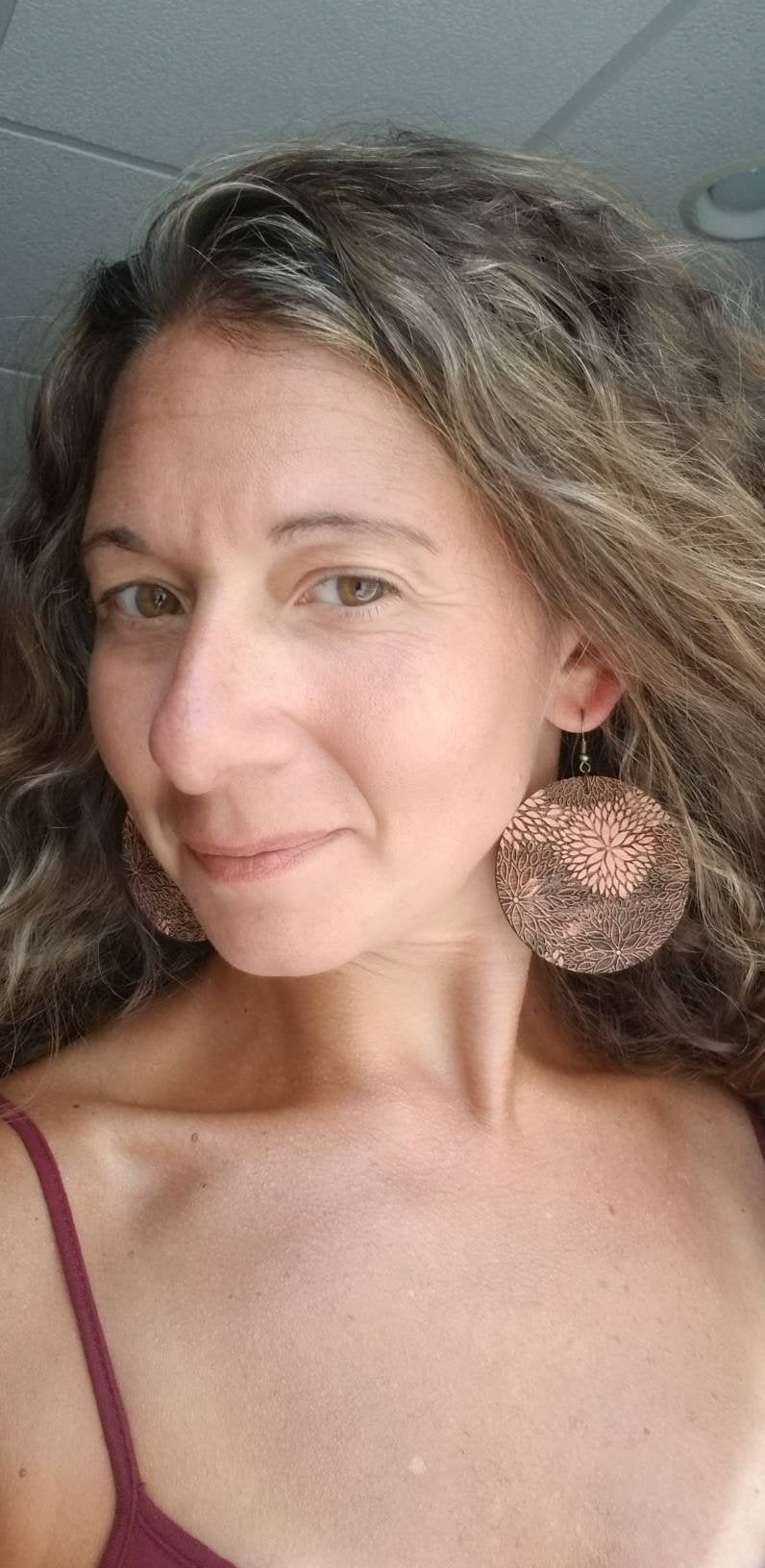 Gerbera Silhouette Wood Earrings