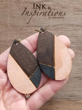 Load image into Gallery viewer, Modern Block Teardrop Wood Earrings
