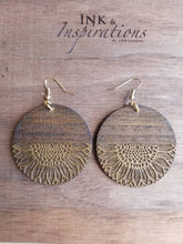 Load image into Gallery viewer, Sunrise Sunflower Golden Wood Earrings
