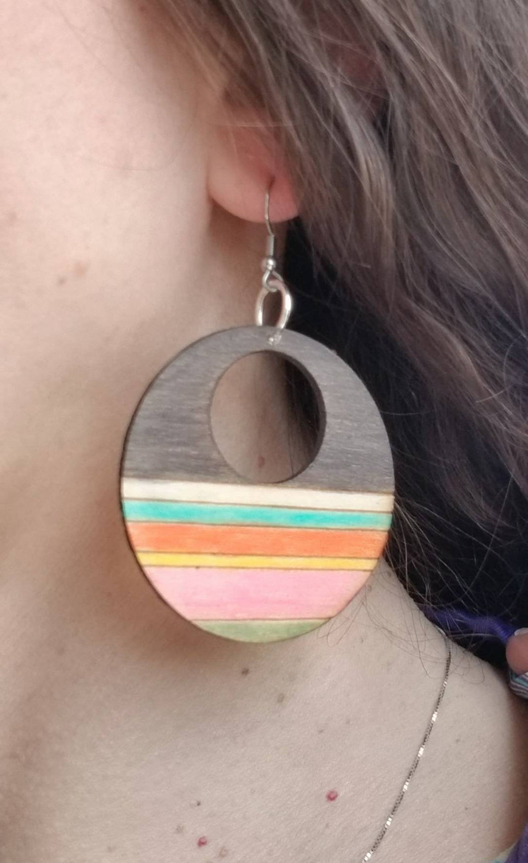 Modsun2 Colorful Wood Hoop Earrings