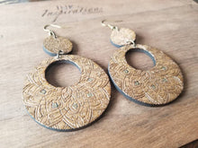 Load image into Gallery viewer, Ella Wood Dangle Earrings with a Mandala Design
