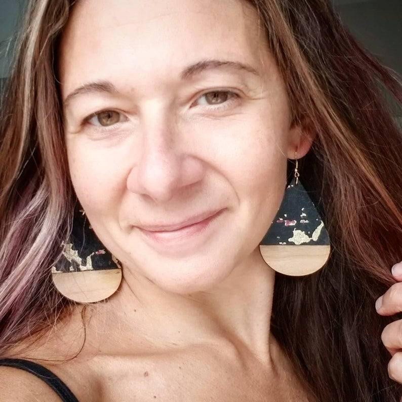 Girls Day Out Wood Teardrop Glam Earrings